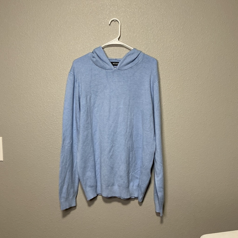 XRAY Jeans Men’s Large Slim Fit Lightweight Knit Hoodie Blue Pullover
